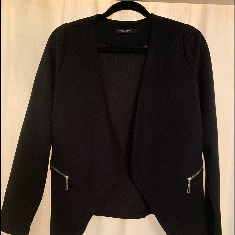 Light black blazer w/zipper details
